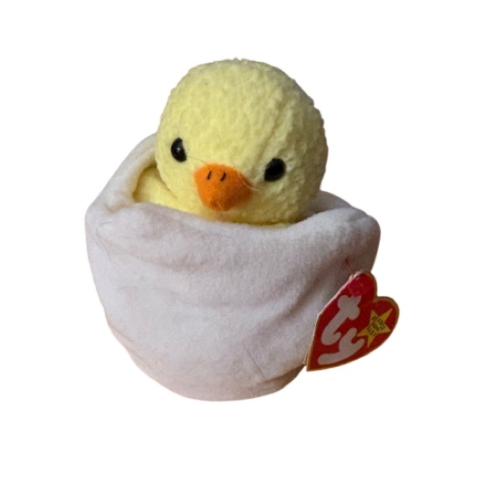 Collectors Ty Beanie Baby Eggbert™ 1998 Rare P.E. Pellets W/Tag Errors & cover